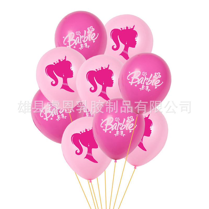 Barbie princesa tema fiesta de cumpleaños decoración globo Transfronterizo de 12 pulgadas Rosa Barbie princesa globo de látex
