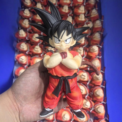 ドラゴンボール子供の頃の悟空1/4二色のトレーニング服は棒の悟空の立ち姿のフィギュアを持っています。