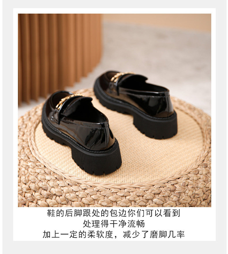 Giày lười nữ đế dày gót vuông 3–5 cm, mũi tròn, da bóng, size lớn — Màu Đen (Da sáng chế) chi tiết 11