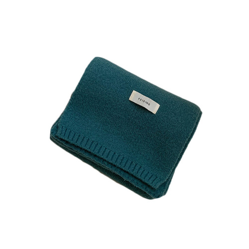 Korean version ins warm solid color imitation cashmere scarf for women autumn and winter all-match fashion student knitted scarf for men new style