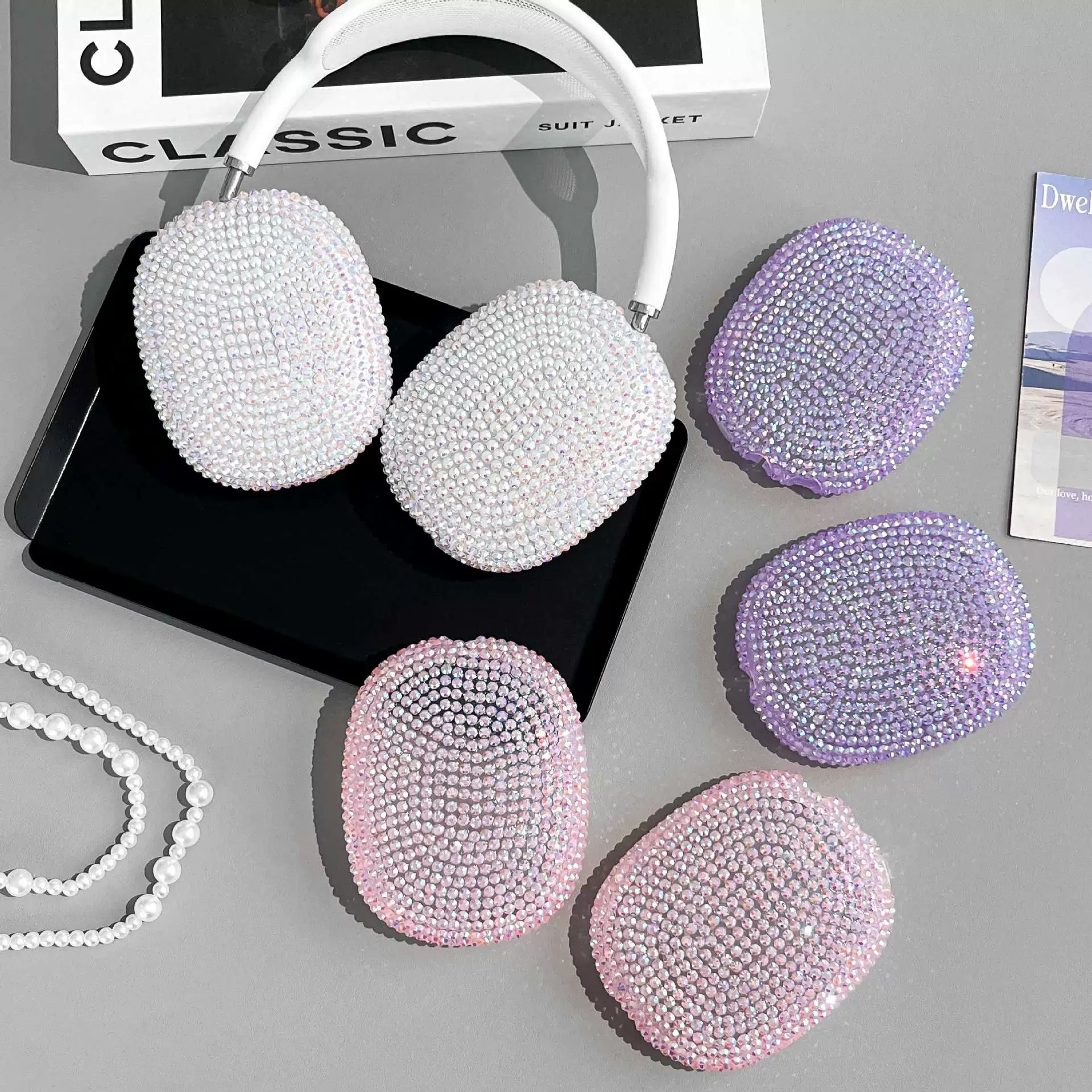 New Full-Drill Head-Mounted Suitable for Airpodsmax1/2 Universal Colorful Dot-Drill Headphone Protection Pure Color Soft Shell