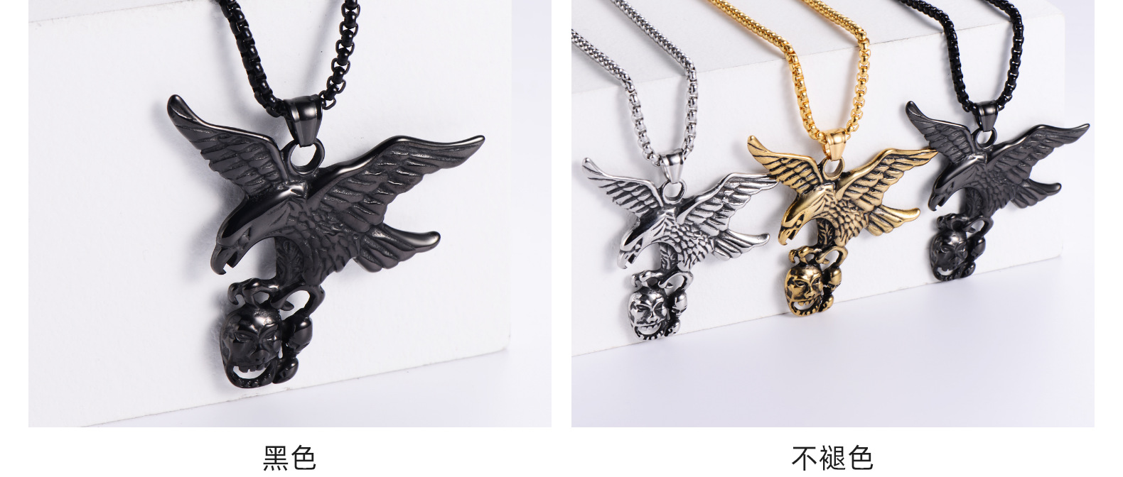 18g Weight 18K Gold Plated Plating Material 304 Stainless Steel Chain Material 304 Stainless Steel Material Animal Pattern Men'S Gender Retro Style Retro Animal 304 Stainless Steel 18K Gold Plated Men'S 6