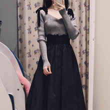 【黛珊】2025秋冬新品日系跨境甜美优雅高腰收腰花苞半身裙蓬蓬裙