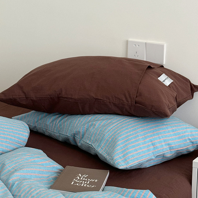 Set copripiumino 4 pezzi in cotone rigato stile nordico retrò_voghion.com