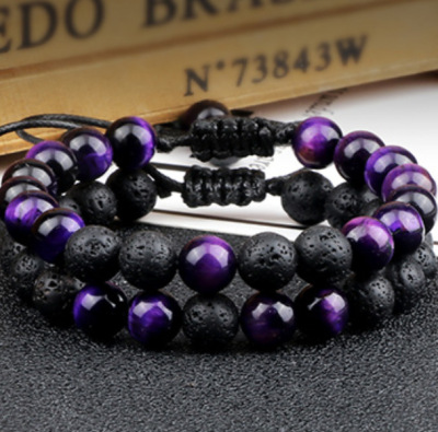 2 set 8mm gh345 Volcanic rock Tiger Eye yoga Hand string DIY agate Beads Bracelet Cross border Source of goods