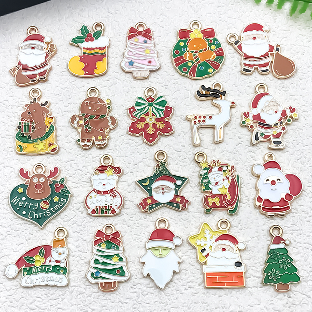 1 Piece 20 PCS/Package 16x23mm 17x22mm Alloy Christmas Tree Santa Claus Gingerbread Pendant display picture 2