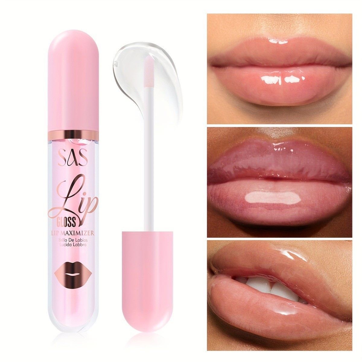 USHAS Europa y América Cross-border spot transparente brillo de labios hidratante de larga duración impermeable taza antiadherente esmalte de labios SAC053