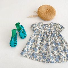 ins 2023 summer style baby girl 0-3 years old infant cool peony print cotton short-sleeved skirt