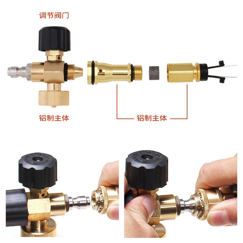 High-pressure washer PA foam pot 1/4 quick-connect spray gun home car washer with five-color nozzle water gun set