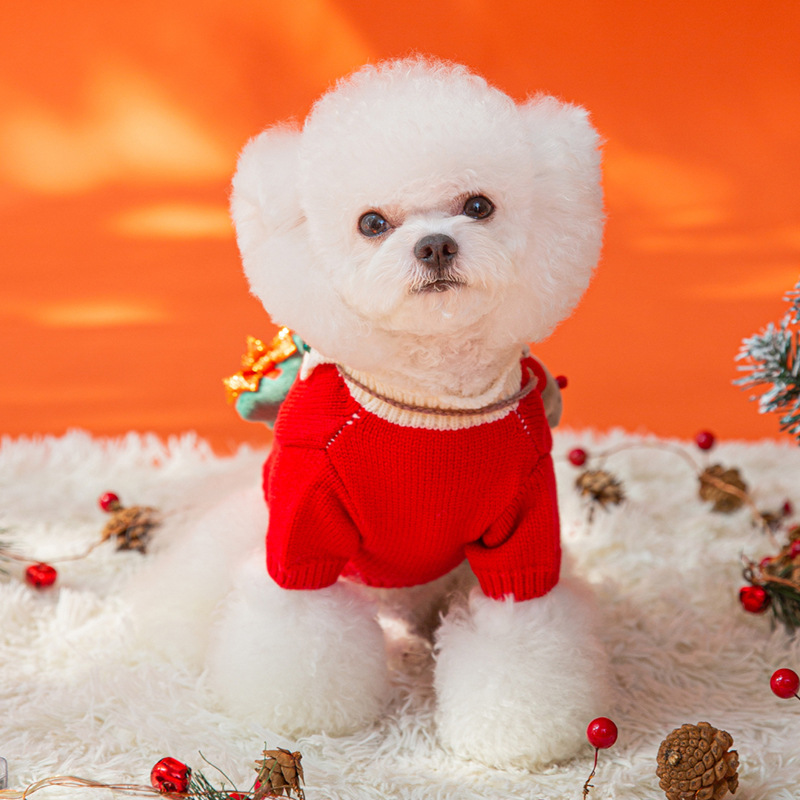 Perro celebridad en línea Otoño e Invierno Navidad ELK mascota suéter gato dos piernas de punto festivo Año Nuevo cardigan de punto