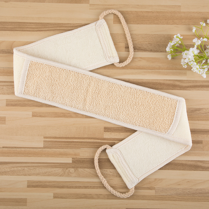 Beige linen bath towel bubble back strip horny long linen back towel strong decontamination clean skin