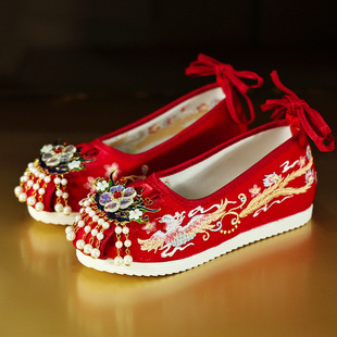 Embroidered Heyuan Wedding Chinese Wedding Xiuhe Shoes Antique Embroidered Advanced Hanfu Shoes Original Vintage Heavy Industry Embroidered Shoes