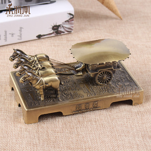2V06 Terracotta Warriors and Horses Copper Carriage Ornament Xi'An Specialty Tourist Souvenir Style Overseas Gift for Foreigners