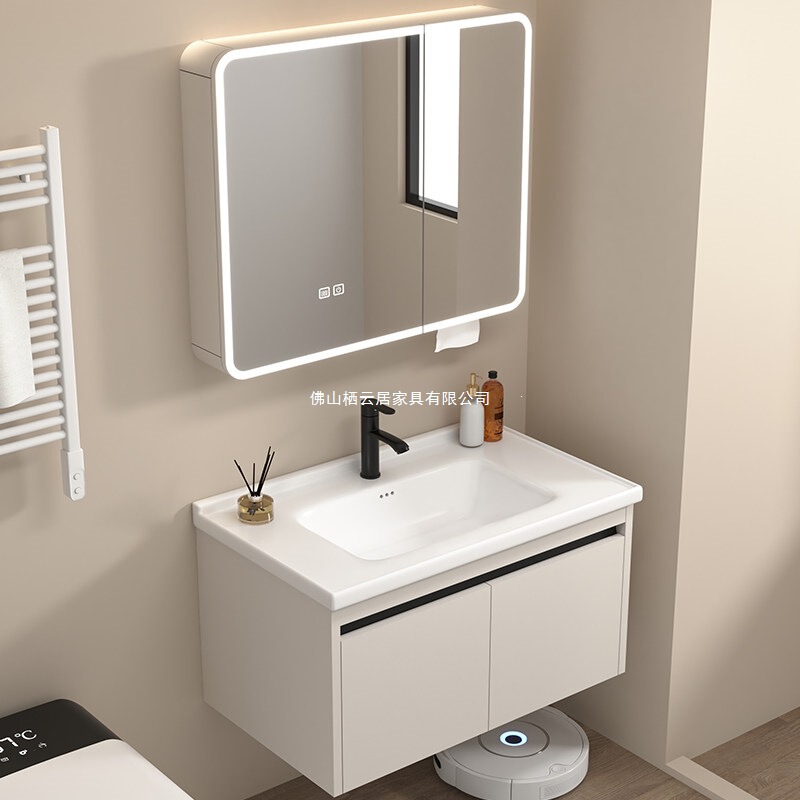 Simple modern ceramic bathroom cabinet, honeycomb aluminum, made in Chaozhou, waterproof one-piece molded basin cabinet Simple modern ceramic bathroom cabinet, honeycomb aluminum, made in Chaozhou, waterproof one-piece molded basin cabinet