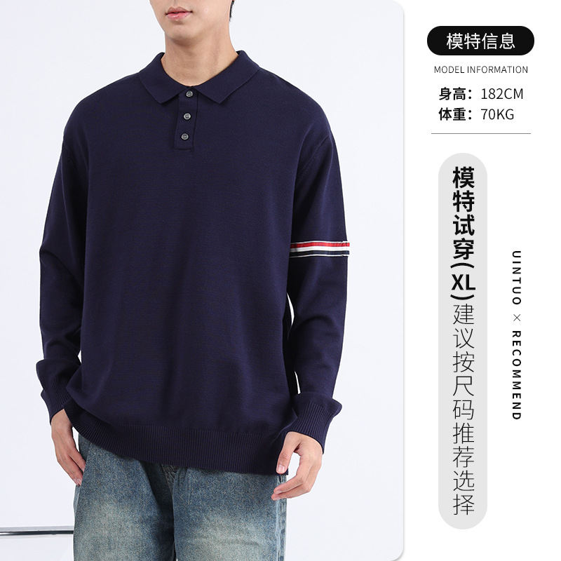 Uniqlo hombre lujo ligero transfronterizo de alto nivel suéter de punto perezoso estilo hombre de negocios ocio condujo polo camisa