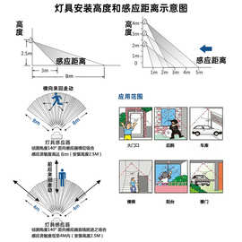 ZZ8N批发雷达人体感应射灯led户外家用庭院照明超亮监控防水投光