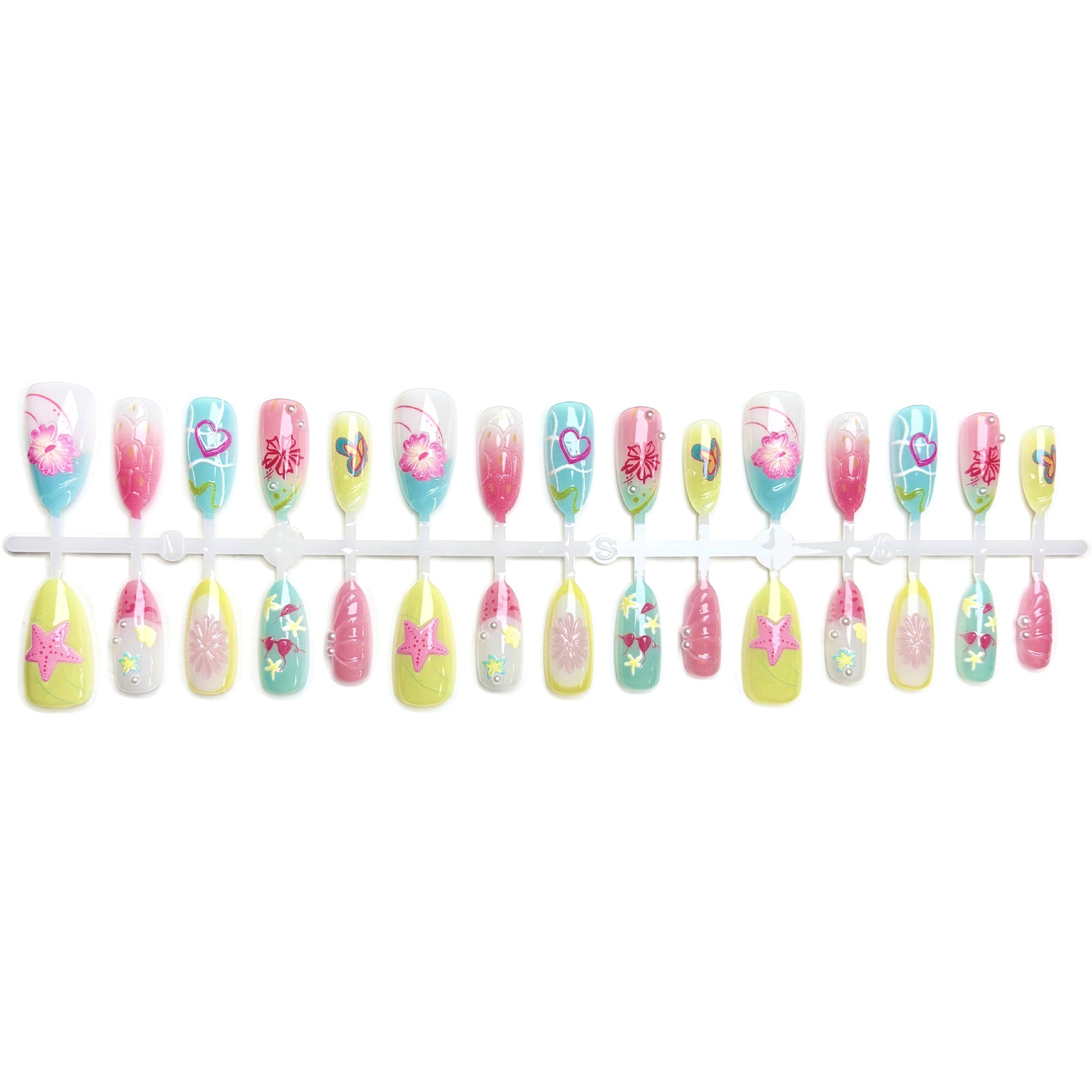 Isla de verano flor flor ins dopamina usar uñas estereoscópicas lindas Y2K nicho diseño de parche de manicura sensación avanzada