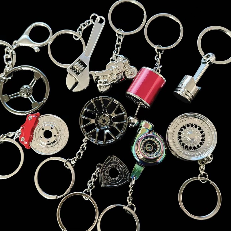Creative Gift Car Modified Wheel Hub Metal Keychain Turbocharged Advertising Waist Key Ring Chain Ring Pendant
