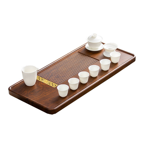 New-style solid wood electric Bakelite tea tray with dry-pour feature, one-piece draining tea server, and office-style Kung Fu tea set