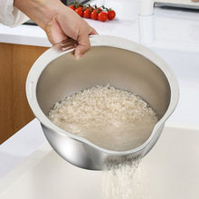 不锈钢一体式淘米盆洗米筛篮洗菜盆沥水篮沥水器淘米神器食品级碗