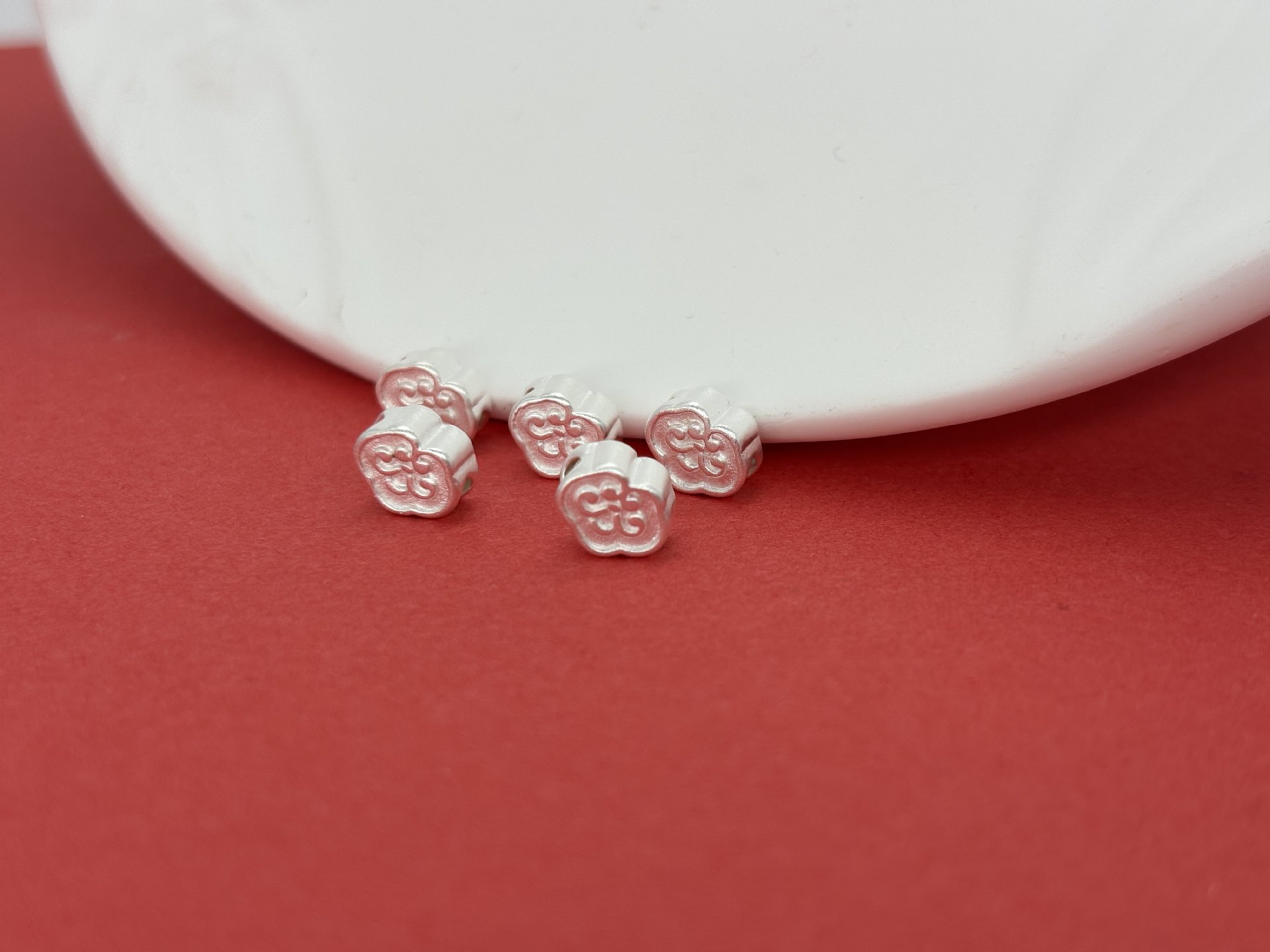 999 Pure Silver Patterned Cloud Beads Versatile Pure Silver Small Accessories Handmade DIY Braided Rope Accessories Bracelet Spacer Beads