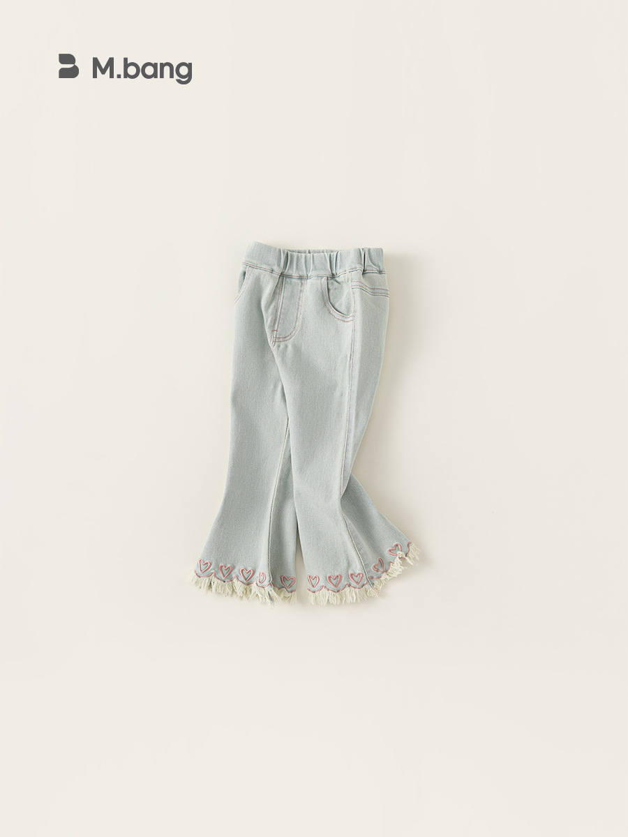 Ropa infantil Youbao, pantalones vaqueros estilo coreano para niñas, primavera y otoño, nuevos pantalones infantiles con borlas, pantalones acampanados para bebés, pantalones largos para bebés image 4