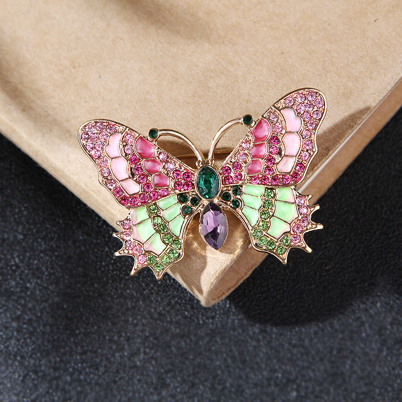 European and American fashion antique vintage oil drop enamel insect butterfly golden cicada overcoat buckle don brooch wholesale