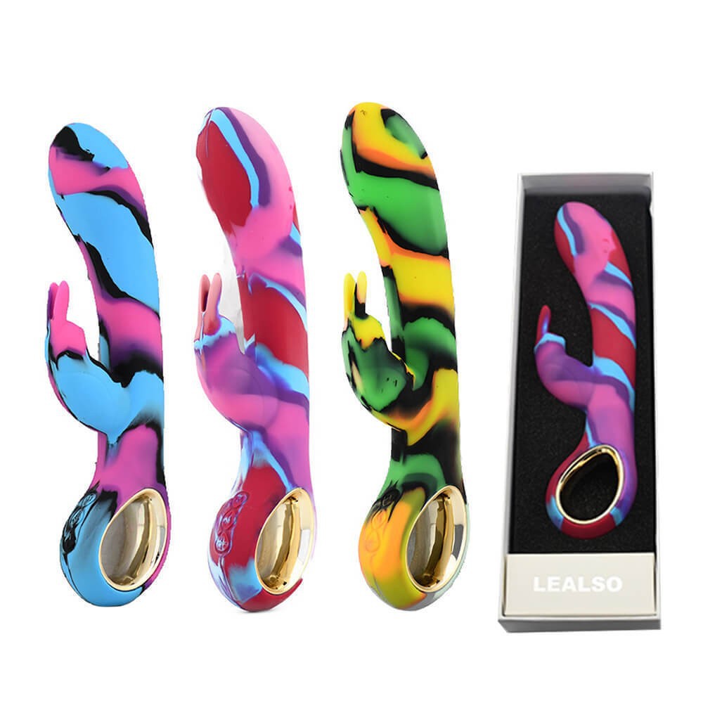 Vibrateur silencieux Hongtian pour femmes, double vibration colorée, mini vibrateur arc-en-ciel, 10 fréquences de vibration, sextoy féminin_voghion.com