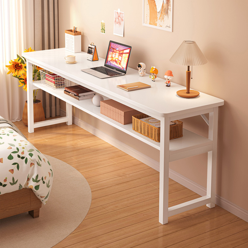 Escritorio de computadora, escritorio de estudio de estudiantes, dormitorio familiar, doble mesa rectangular, simple alquiler de casa contra la pared, mesa larga