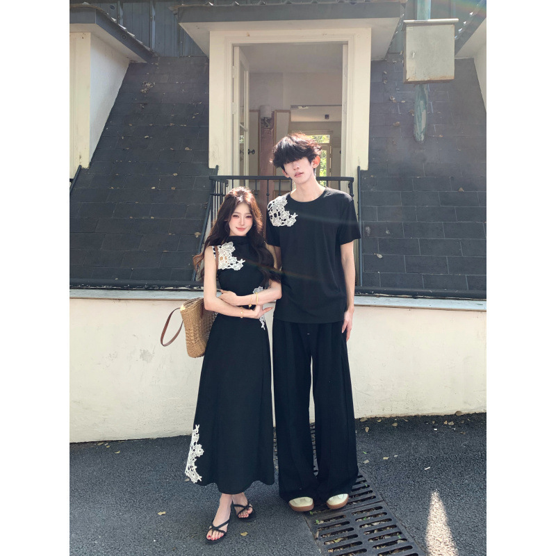 2026 Summer Ink Painting Floral New Chinese Style Waist-Cinching Dress for Women, Summer One-Piece Dress, Couple Outfit 2026 Summer Ink Painting Floral New Chinese Style Waist-Cinching Dress for Women, Summer One-Piece Dress, Couple Outfit