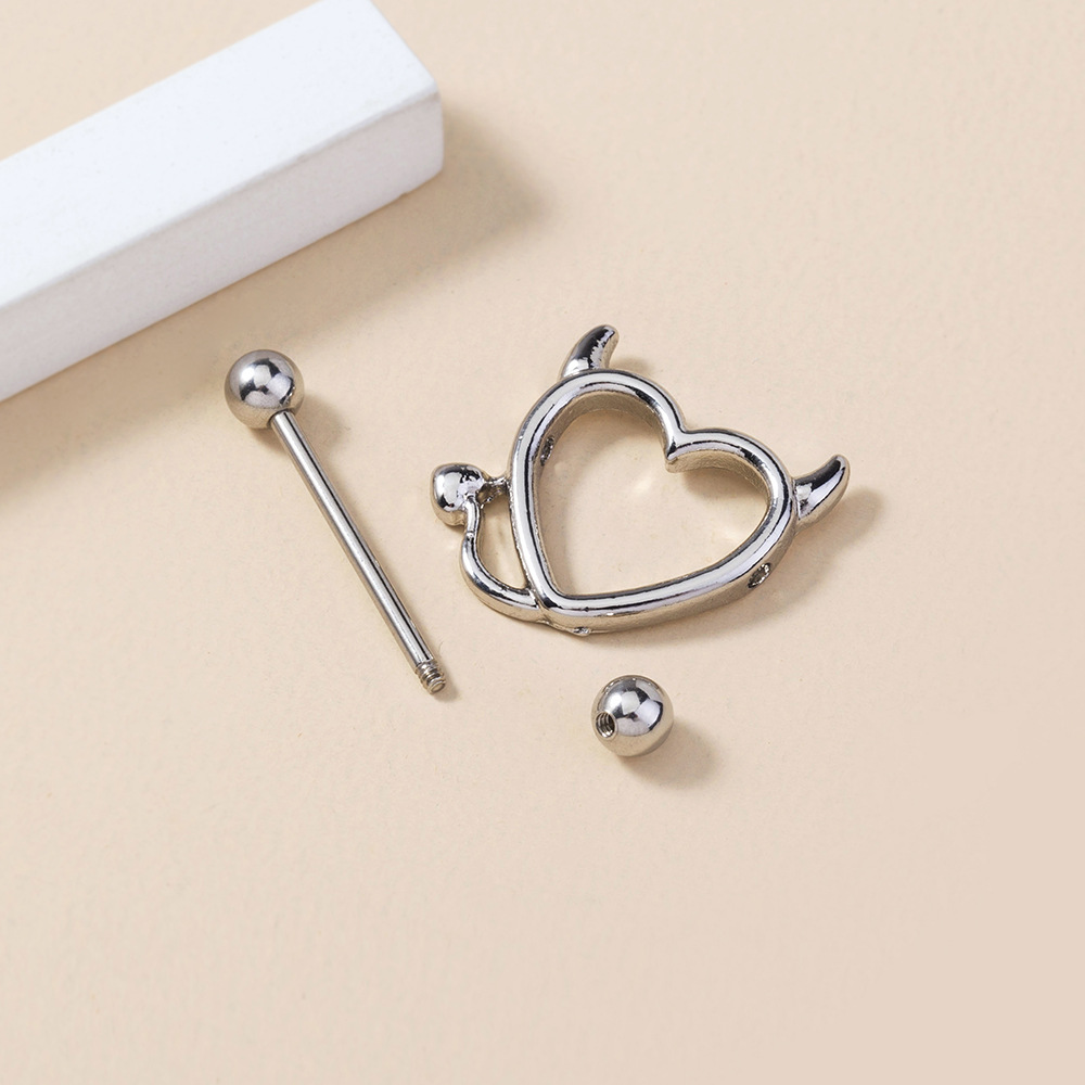 Wholesale Jewelry Horns Monster Heart-shaped Stainless Steel Breast Ring Nihaojewelry display picture 3