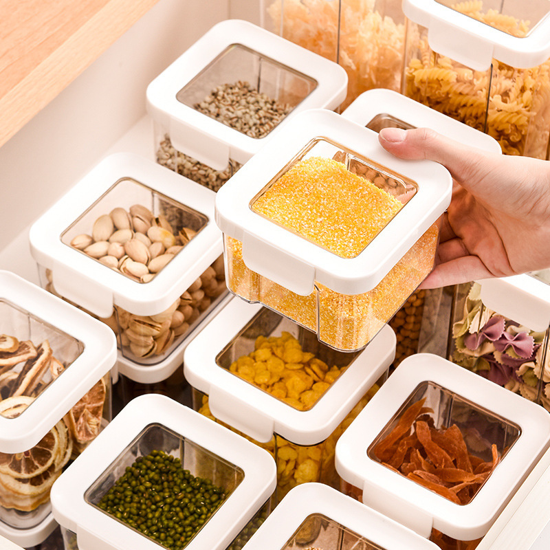 厳選された家庭用食品グレードの密封缶 PET 透明鮮度保持ボックス 穀物乾物麺密封保存缶|undefined