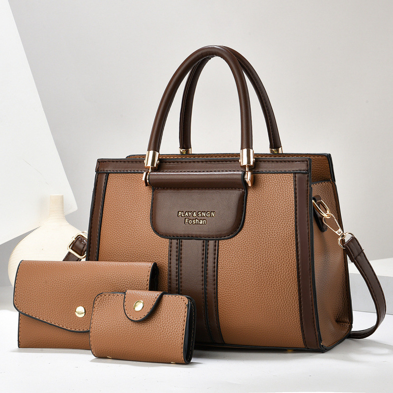 Three-Piece Set of Mother-In-Law Bags, Shoulder Crossbody Bags, 2025 Fashionable Textured Satchel Women's Export Versatile Large Bags