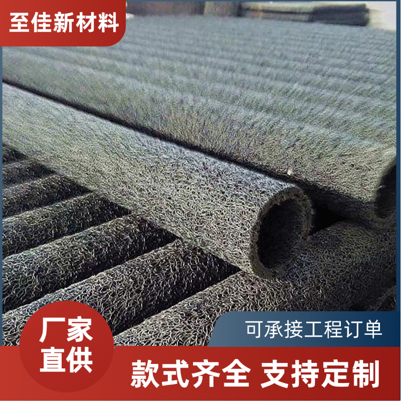 现货塑料盲沟地下路基隧道工程渗排水圆形盲管乱丝状中空排水管