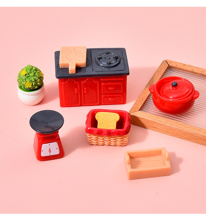 Simulated Retro Kitchen Utensils Set Resin Accessories Mini Kitchen DIY Dollhouse Pretend Play Toys Tabletop Decoration