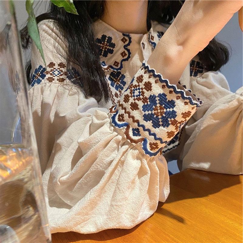 2025 Spring/Autumn Heavy Embroidery Long-Sleeved Shirt + Lace-Trimmed Fishtail Skirt Two-Piece Set for Women (Small Order, Fast Return)