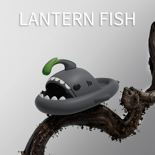 New lantern fish shark slippers for female couples, indoor and outdoor thick-soled slippers for women, soft-soled home slippers for men with a poop-feeling feel