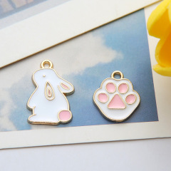 DIY Korean jewelry accessories K gold dripping alloy small pendant earrings rubber band pendant head-up rabbit