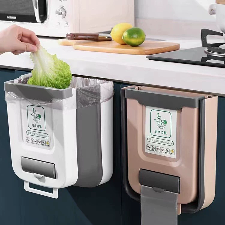 Настенный складной мусорный бак Кухонный бытовой шкаф Дверь подвесной утолщенный большой размер мусорный бак для хранения Сортировка мусорный бак
