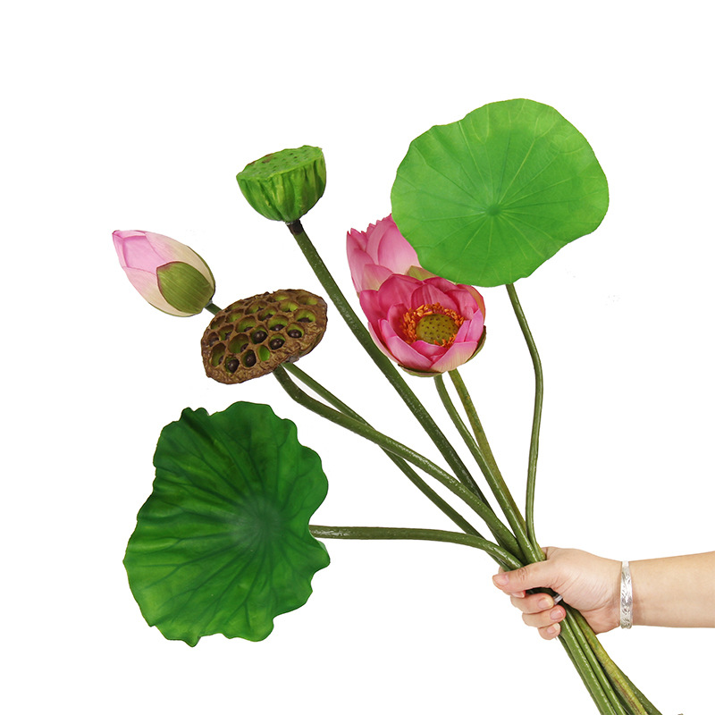 Fabricantes al por mayor simulación de flores de loto conjunto de flores de loto único decoración de mesa de lótus flores falsas paisajismo transfronterizas