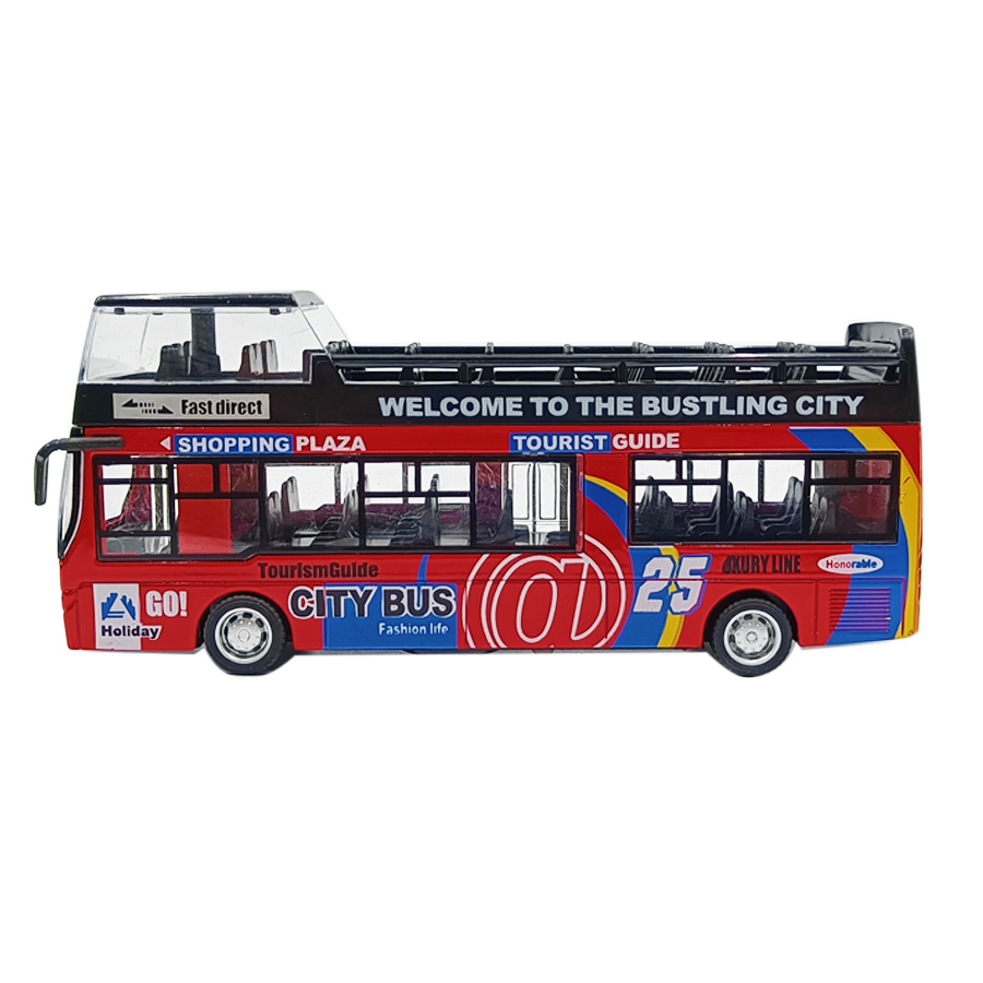 Large Alloy Double-Decker Bus Toy Interior
