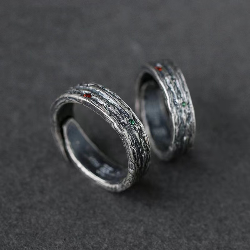 thai silver dried wood fengchun ring retro style couple couple rings men and women trendy adjustable tail ring personalized index finger ring