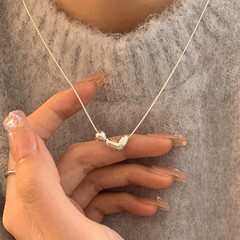S925 スターリングシルバー ラブ ビーズ ネックレス コールド スタイル ミニマリスト ネックレス デイリー 韓国 バレンタインデー ギフト ガールフレンドへ