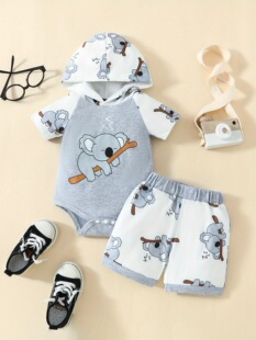 C 68911 Baby Animal Print Hooded Outfit �냺�Bñ���b �羳��