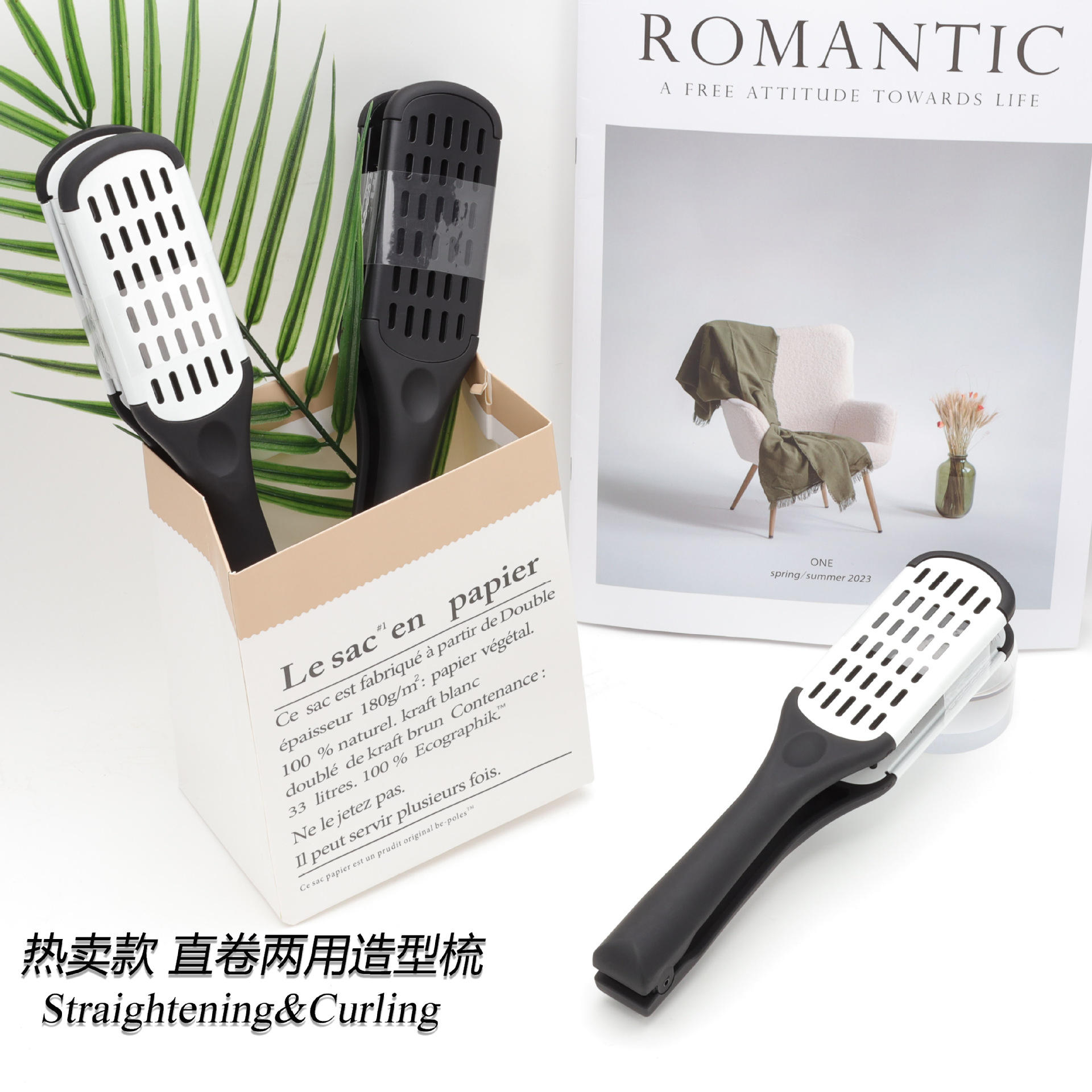 크로스보더 헤어케어 빗, 돼지털 전문 스타일링 스트레이트 헤어 앞머리 미용 도구, 스트레이트 헤어 클립 빗