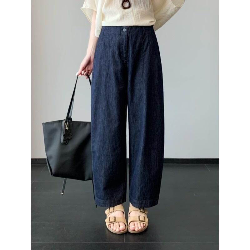 Counter Fabric~Summer Thin Elastic Waist Tapered Lyocell Linen Cropped Jeans for Women New H061709 Counter Fabric~Summer Thin Elastic Waist Tapered Lyocell Linen Cropped Jeans for Women New H061709