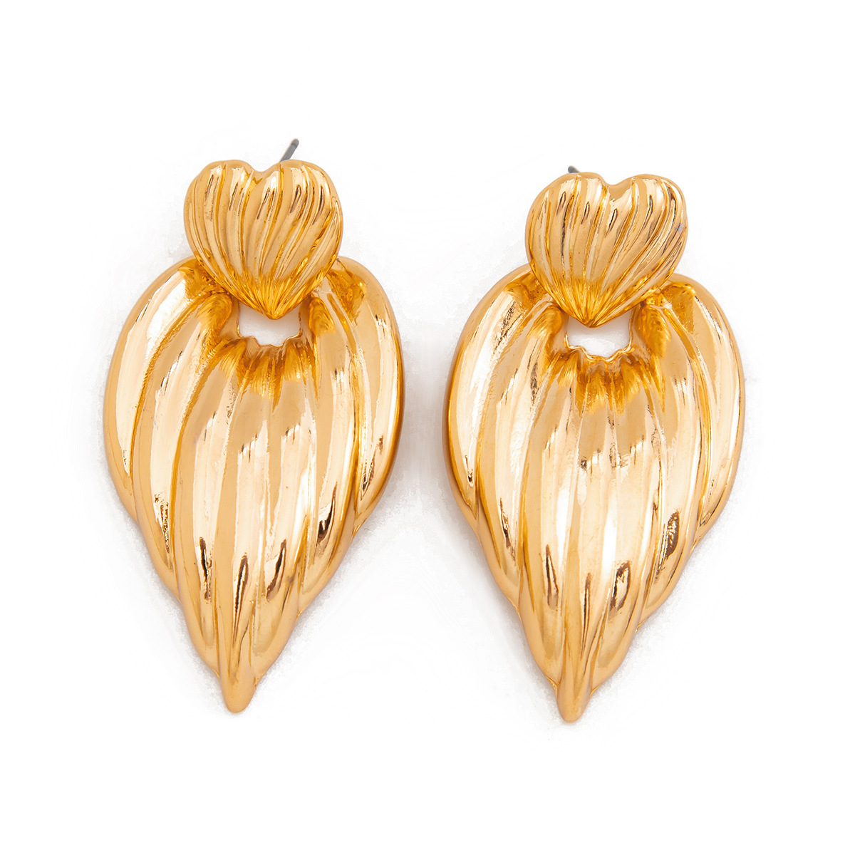 22g Weight Metal Ear Needle Material Drop Earrings, Ear Studs Classification 1 Pair Quantity Holiday, Street Occasion Metal Material Geometric, Heart Shape Pattern All Seasons Season Women's Gender Polished Finish Plating Design Retro, Classic Style Style 1 Pair Retro Classic Style Geometric Heart Shape Plating Metal Drop Earrings Ear Studs 66