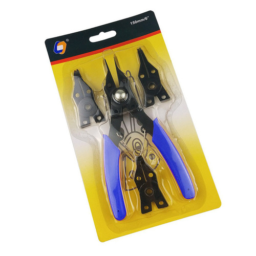 Multifunctional circlip pliers, internal and external cards, dual-purpose card, yellow pliers ring set, retaining ring, e-type spring card, four-in-one