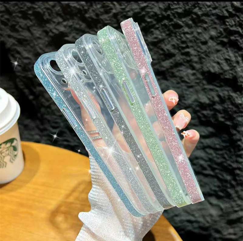 Случай телефона яркого блеска на случай ИФоне 12 Яблока 13 14 15 Про максимальный Падени-устойчивый прозрачный закаленный стеклянный