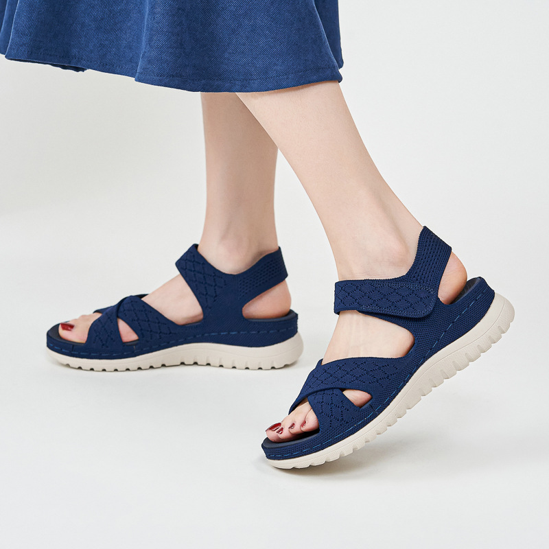 Sandalias deportivas casuales estilo europeo y americano L1902-4 de Amazon, nuevas sandalias de mujer con suela gruesa y hueca con velcro para 2025